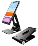 Cell Phone Stand, Lucrave Updated Adjustable Desktop Phone Holder Cradle,Fully Foldable, Compatible with All Phones Android and iPhone 12 11 Max Xs Xr 8 7 Plus, iPad Mini, Tablets(7-10")-Black