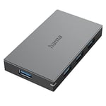 Hama Hub USB multiport Data (USB 3.0, 4 Ports, Vitesse de Transfert Super Speed 5 Gbit/s, Charge Rapide, Garantie 10 Ans, Plug & Play, avec câble et Bloc Secteur) Anthracite