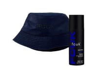 FCUK Urban Gift Set for Him Mens 1x Body Spray 200ml & 1 X NAVY BUCKET HAT 1 Sz