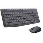Logitech MK235 Wireless Keyboard and Mouse Combo for Windows, QWERTZ German Layout - Grey