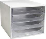 Exacompta Ecobox Skrivbordsbyrå, 4 st, grå/klar
