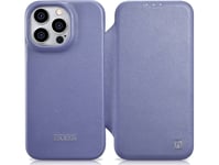 Icarer Ce Premium Fodral I Läder Iphone 14 Pro Max Magnetiskt Flip Fodral I Läder Magsafe Ljuslila (Wmi14220716-Lp)