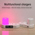Wireless Charger Clock Multifunction Touch Control Colourful Night Light 6US GDS
