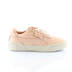 Puma Cali Emboss Cream Tan Leather Low Lace Up Womens Trainers 369734 01