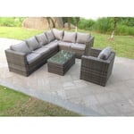 Pe Rattan Corner Sofa Set Outdoor Garden Furniture Oblong Coffee Table Armchair With Cushions