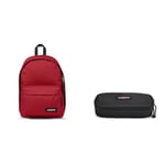 EASTPAK OUT OF OFFICE Backpack, 27 L - Beet Burgundy (Red) OVAL SINGLE Pencil Case, 5 x 22 x 9 cm - Black (Black)