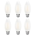 YBTOP B22 LED Bulb Frosted Bayonet Light Bulb, 4W Candle Bulb(Non-Dimmable) Warm White 2700K,400LM (40W Equivalent) C35 Edison Screw LED Candle Bulbs (SES), 6-Pack