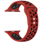 EWENYS Replacement Strap, Compatible with Apple Watch Series 7 41mm, SE Series 6 Series 5 Series 4 40mm, Series 3 Series 2 Series 1 38mm. Silicone Nike Sport Editon(Red-black)
