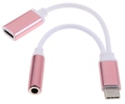 Dual Adapter USB-C til 3,5 mm jack og opladning, Rosa