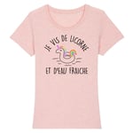 T Shirt Licorne "Je Vis De Licorne Et D'eau Fraiche" - Pour Femme - Confectionné En France - Coton 100% Bio - Cadeau Licorne Original Rigolo