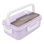 (Taro Purple)3 Compartment Bento Box Proof Microwave Safe Sealed Plastic