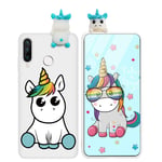 Pnakqil Huawei P30 Lite Case Silicone with Pattern 3D Cute Design Rubber Protective Soft Gel TPU Ultra Thin Shockproof Flexible Bumper Back Phone Cover Case for Huawei P30 Lite, Unicorn White