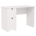 Datorbord med 2 lådor, skrivbord, robust spelbord, sminkbord, laptopbord, vit