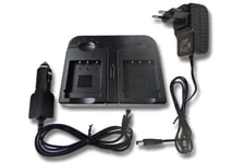 vhbw Chargeur de batterie double compatible avec Sony Cybershot DSC-J10, DSC-QX10, DSC-QX100, DSC-T110 appareil photo, DSLR, action-cam