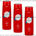3 X OLD SPICE WHITEWATER 3 IN 1 SHOWER GEL BODY-HAIR- FACE WASH 250ML