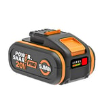 WORX- Batterie Powershare PRO haute capacité - 20V- 5Ah - WA3570 (avec indicateur de niveau de charge, compatible avec les outils WORX 20V/40V/80V, Garantie 2 ans)