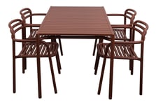Cane-Line - Bliss Matgrupp - Bord 130x80 cm + 4 st Karmstolar Desert Red