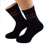 Be My Husband Proposal Valentines Mens Black Socks UK Size 5-12 - X6N220