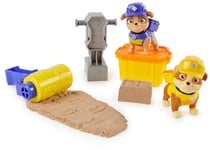 Rubble & Crew, Rubble and Mix Action Figures Set, with 85.05g of Kinetic Build-It Sand and 2 Handheld Building Toys, Kids’ Toys for ages 3 and up