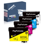 4 PayForLess 603XL Ink Cartridges Replacement for Epson 603XL Multipack Compatible with Epson Expression Home XP-2100 XP-2105 XP-3100 XP-3105 XP-4100 XP-4105 Workforce WF-2810 WF-2830 WF-2835 WF-2850