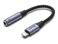 Unitek - Lightning till hörlursuttag-adapter - Lightning hane till minijack hona - 13.8 cm - svart, rymdgrå