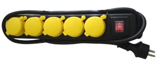 uniTEC 47555 Barre multiprise 5 prises Norme IP 44 / H07RN-F3G1 Coupe 5 mm² Noir/jaune 1,4 m (Import Allemagne)
