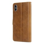 Mipcase Leather Case for iPhone XS Max, Multi-function Flip Phone Case with Iron Magnetic Buckle, Wallet Case with Card Slots [6 Slots] Kickstand Business Cover for iPhone XS Max (Brown)