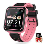 1.54 Inch HD Touchscreen Kids Smart Watch Game Music Torch Camera Two-Way Call SOS Boys Girls Phone Watch Birthday Gift (Pink)