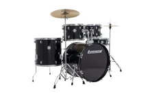 Ludwig Accent Drive Drum Kit for Beginner to Intermediate Drummers, 5-Piece Set includes 22" Bass Drum, Hi-Hats, Crash/Ride Cymbal and Throne - Black Sparkle (LC19511DIR)