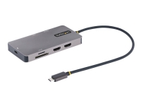 StarTech.com USB C-multiportadapter, dubbel HDMI-video, 4K 60 Hz, 2Pt 5 Gbps USB-A -hubb, 100 W strömförsörjning, GbE, SD/MicroSD, 30 cm kabel, resedocka, dockningsstation för bärbar dator - Dockningsstation - USB-C / Thunderbolt 3 / Thunderbolt 4 - 2 x HDMI - 1GbE