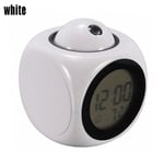 Projection Alarm Clock Lcd Display Voice Talking White
