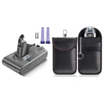 Battery for Dyson V6, Morpilot Replacement Dyson V6 Battery 4600mAh & Faraday Pouch for car Keys,Faraday Bag | Car Key Signal Blocking Pouch