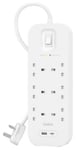 Belkin 6 Socket 2m USB A & C Surge Protected Extension Lead