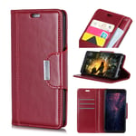 Mipcase Leather Phone Case Wallet Flip Fold Stand Cover Protective Phone Shell with Card Holder for HUAWEI P20 Pro (Dark Red)