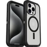 Otterbox iPhone 15 Pro Defender XT Riktigt stöttåligt MagSafe-skal, genomskinlig/svart