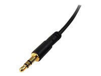 Startech.Com 1 Ft. (0.3 M) 3.5Mm Audio Cable - 3.5Mm Slim Audio Cable - Gold Plated Connectors - Male/Male - Aux Cable (Mu1mms) - Ljudkabel - Mini-Phone Stereo 3.5 Mm Hane Till Mini-Phone Stereo 3.5 Mm Hane - 30.5 Cm - Svart - För P/N: Dp2vgaa, Hd2v
