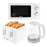 3-Piece Kitchen Appliance Set: Electric Kettle, Toaster & Microwave - Black