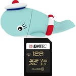 Pack Support de Stockage Rapide et Performant : Clé USB - 2.0 - Série Licence - Collection Animalitos - 16 Go + Carte MicroSD - Gamme Elite Gold - Classe 10-16 GB