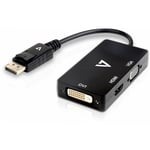 V7 - Adaptateur DisplayPort (m) vers vga - hdmi ou dvi (f) - DisplayPort - vga / dvi / hdmi - Male connector / Female connector - 0,1 m - Noir (