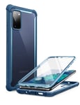 i-Blason Ares Series Designed for Samsung Galaxy S20 FE 5G Case (2020 Release), Dual Layer Rugged Clear Bumper Case with Built-in Screen Protector (Blue) - 6.5 inches