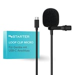 Instarter Lavalier - Microphone à clipser avec port USB-C (câble de 6 m), protection contre le vent et sac - Son clair - Pour appareil photo, smartphone, tablette, PC - Enregistrement sonore à 360 ° -
