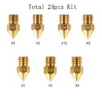 24st MK8 Ender 3 munstycken 3D-skrivare Mässingsmunstycken Extruder för Ender 3 CR-10 0.2/0.3/0.4/0.5/0.6/0.8/1.0mm skrivarmunstycke 24PCs 24PCs