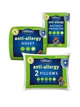 Silentnight Anti-Allergy 10.5 Tog Duvet, Pillow Pair And Mattress Topper Bedding Bundle - White