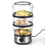 Superlex 7.5L Food Vegetable Meat Steamer 3-Tier Electric Slow Cooker Rice Bowl