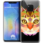 Caseink Coque pour Huawei Mate 20 Pro (6.4) Housse Etui [Crystal Gel HD Polygon Series Animal - Souple - Ultra Fin - Imprimé en France] Chat