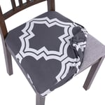 Stretch Printed Dining Room Chair Seat Covers, Removable Washable Spandex Anti-Dust Upholstered Chair Seat Cushion Slipcovers for Dining Room, Kitchen, Office(Grey,4 PCS/Packet)