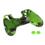 Tbest Housse en silicone avec poignée antidérapante pour manette PS4 (Camouflage vert)