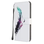 for Samsung Galaxy A40 Case, Samsung A40 Phone Case Flip PU Leather Wallet Cover with Magnetic Closure Stand Card Holder Slots Folio Soft TPU Protective Shockproof Cover Bumper, Feather