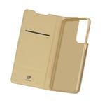 Fodral för Samsung Galaxy S21 Ultra - DUX DUCIS - Ekologiskt läder - Gul - Kortfack - Videostöd Guld