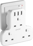 3 Way Plug Extension with 3 USB Ports, LENCENT Wall Socket Power Extender for